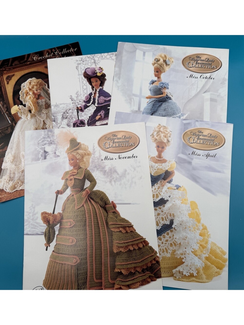 Lot Of 5 Vintage Victorian Fancy Crochet Dress Patterns For Barbie Sized Dolls